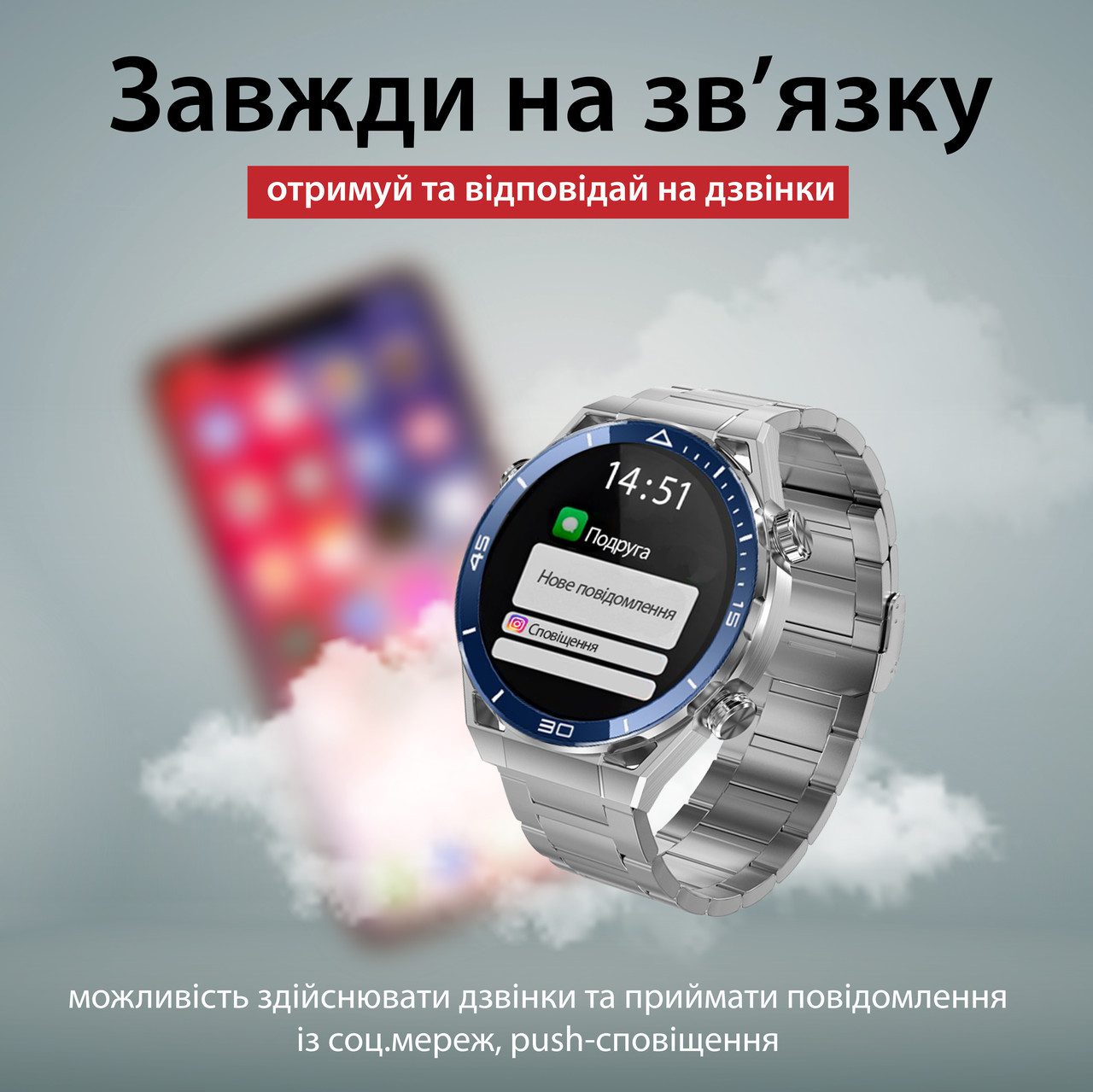 Смарт годинник чоловічі водонепроникні розумні годинники з nfc годинник для вимірювання тиску Сірий_UR154G_Milantium_7