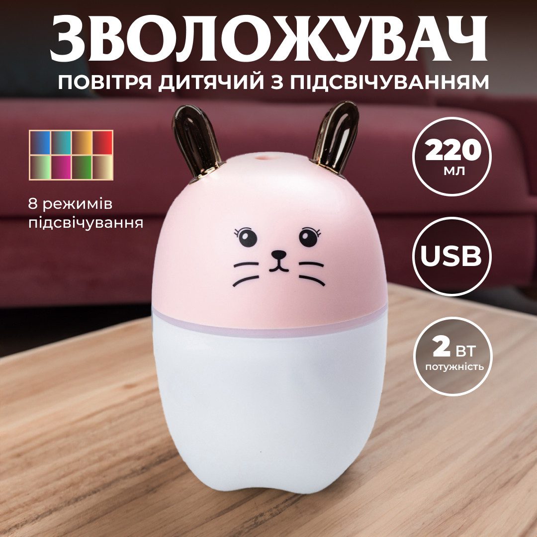 Зволожувач повітря MengChong H2O Humidifier міні зволожувач повітря Рожевий_HPBH17200P_Milantium_1