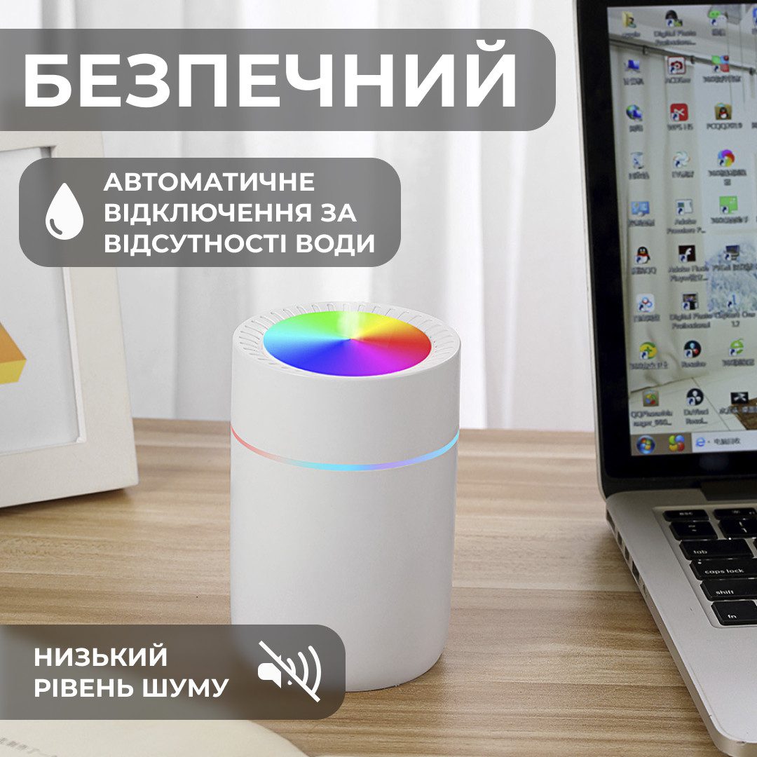 Зволожувач повітря Humidifier USB 350ml White міні зволожувач повітря_HPBH17166W_Milantium_3