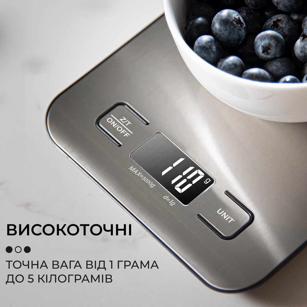 Кухонні ваги електронні 5 кг Sokany кулінарні на батарейках 2AAA точні домашні харчові для їжі_ZD3SL_Milantium_7