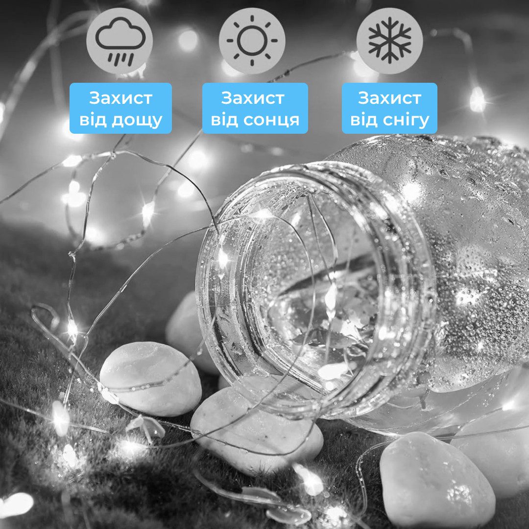 Гірлянда світлодіодна кінський хвіст GarlandoPro 600LED Роса 20 ліній 8 режимів 3м кінський хвіст гірлянда Білий_1733015W_Milantium_3