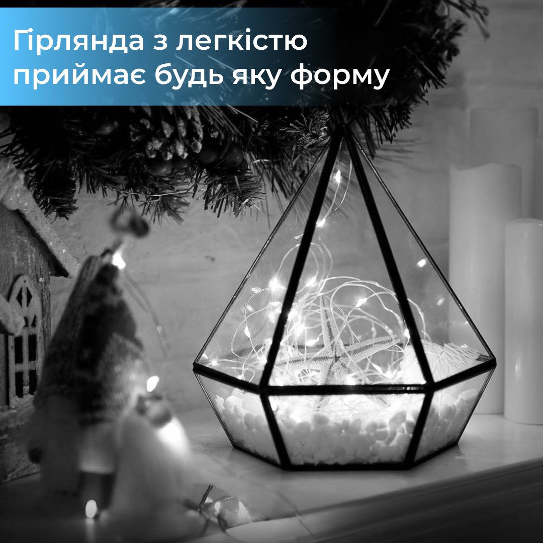 Гірлянда світлодіодна кінський хвіст GarlandoPro 600LED Роса 20 ліній 8 режимів 3м кінський хвіст гірлянда Білий_1733015W_Milantium_4
