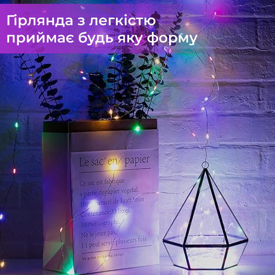 Гірлянда світлодіодна на батарейках GarlandoPro 50LED 5м мідний провід гірлянди роса_1733021ML_Milantium_5