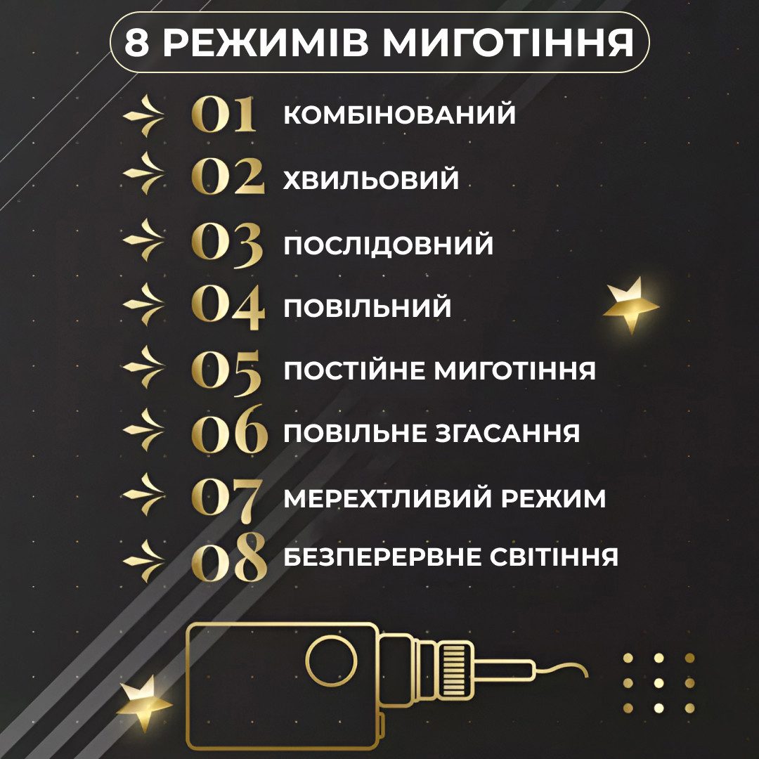 9 м гірлянда зірка Жовтий_1733060Y_Milantium_3