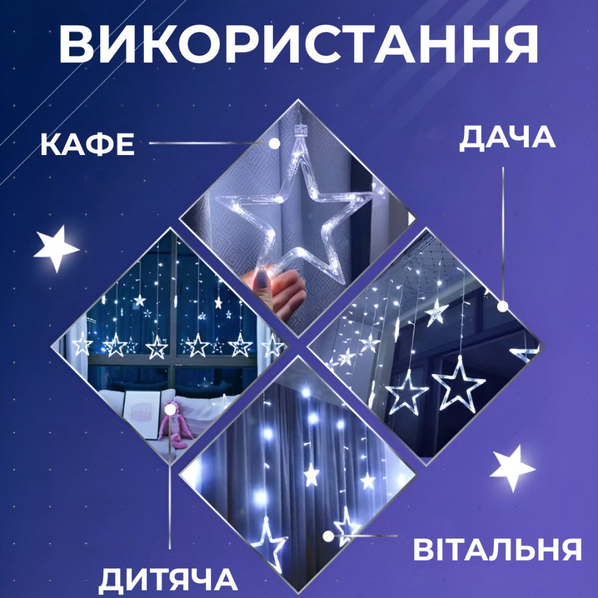 Гірлянда штора світлодіодна GarlandoPro зірка та ялинка 120LED 3х0