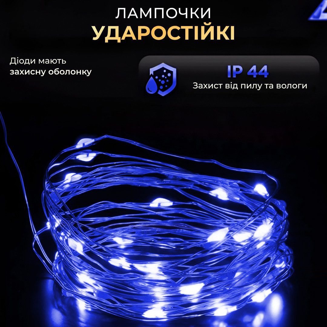 Гірлянда роса на пульті 100 метрів на 1000 led світлодіодів крапля на зеленому дроті синя 1000L100MGBL_1000L100MGBL_Milantium_4