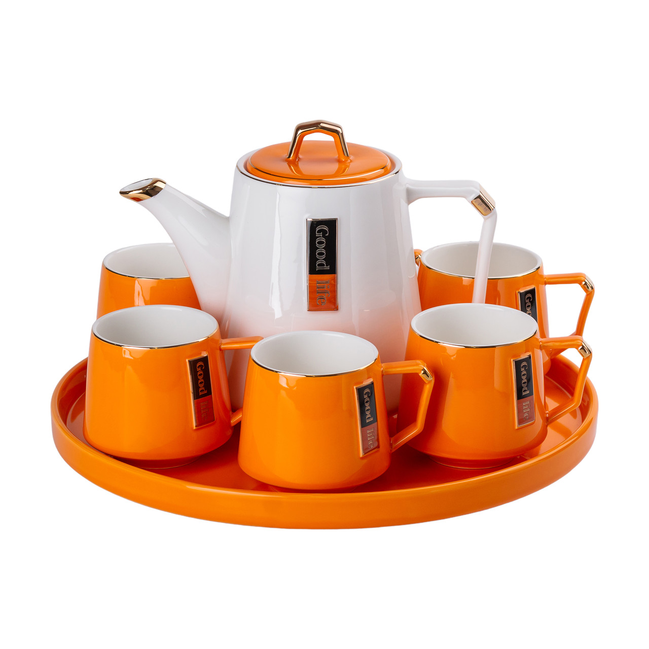 Чайний сервіз на 6 персон із порцелянаовою підставкою Orange HP-15-27_HP-15-27_Milantium_7