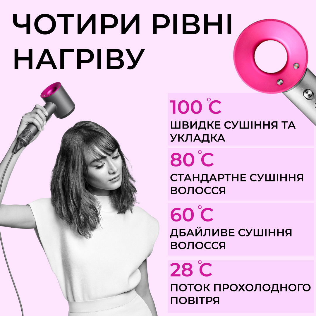 Фен-стайлер для волосся Magic Hair Supersonic Premium без насадок Рожевий_PH771P_Milantium_4
