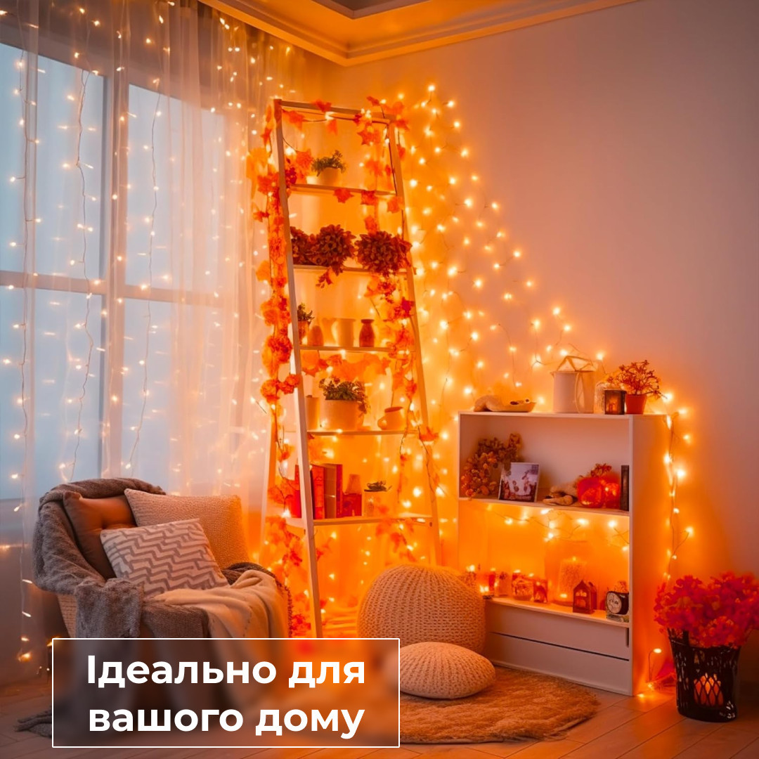 Гірлянда нитка світлодіодна GarlandoPro 50 LED 6м 8 режимов гірлянда новорічна Жовтий_W100LEDY_Milantium_6