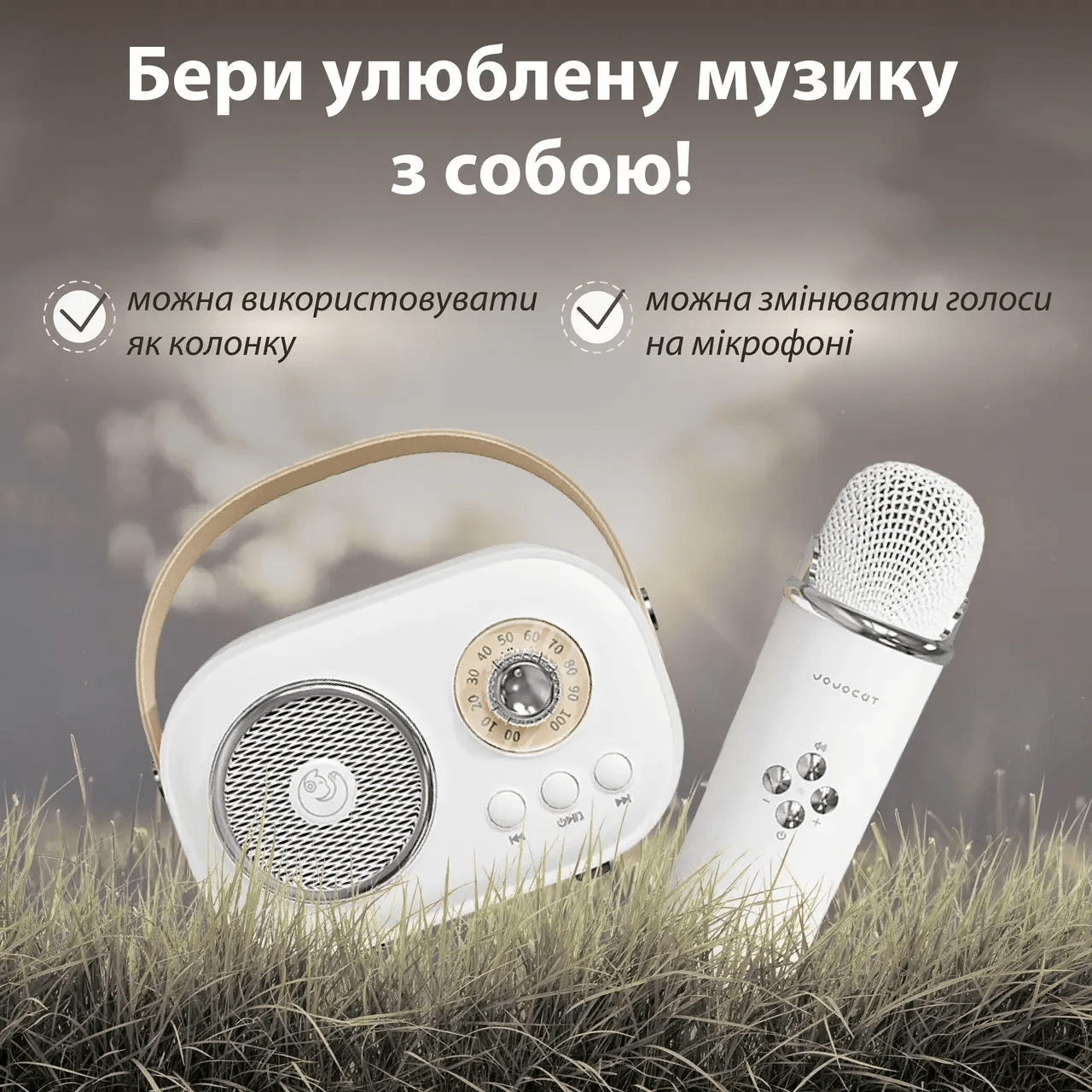 Колонка портативна з мікрофоном C-20 BT/TF/USB/FM 5 Вт Білий C20W_C20W_Milantium_4