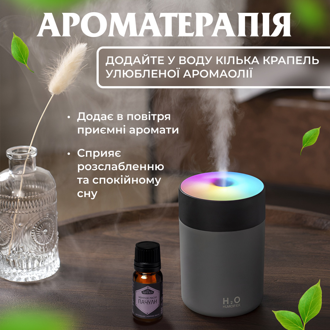 Зволожувач повітря USB Colorful Humidifier 300ml Сірий_HPBH17199G_Milantium_6