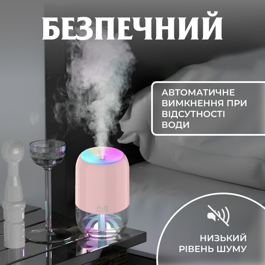 Зволожувач повітря аромадифузор 200 мл Рожевий_HPBH16991P_Milantium_4