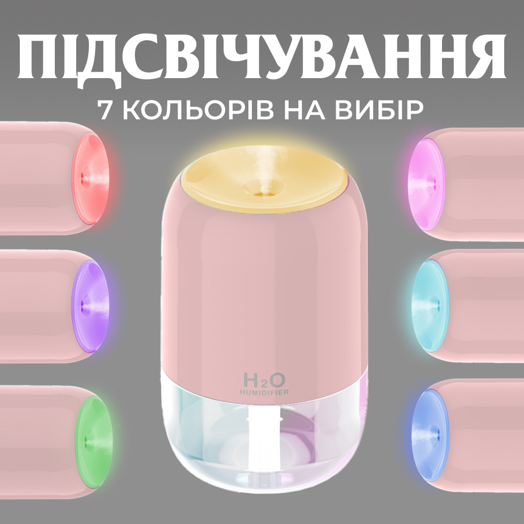 Зволожувач повітря аромадифузор 200 мл Рожевий_HPBH16991P_Milantium_7