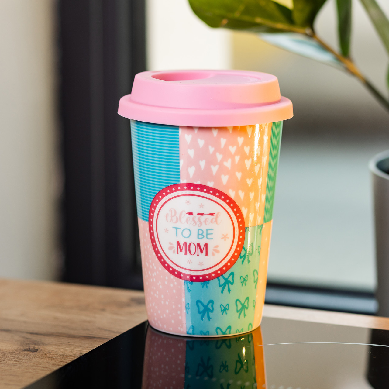 Стакан порцелянаовий 420 мл з силіконовою кришкою Blessed to be mom RX-N240288BM_RX-N240288BM_Milantium_3