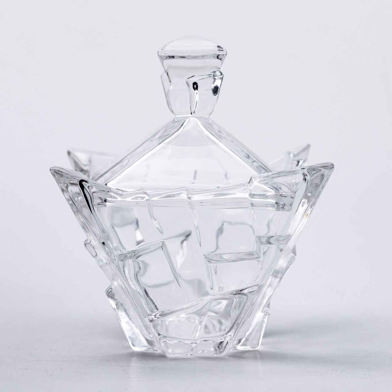 Цукорниця з кришкою 16×16×19 см ваза цукорниця квадратна скляна_HP-4-119_Milantium_3