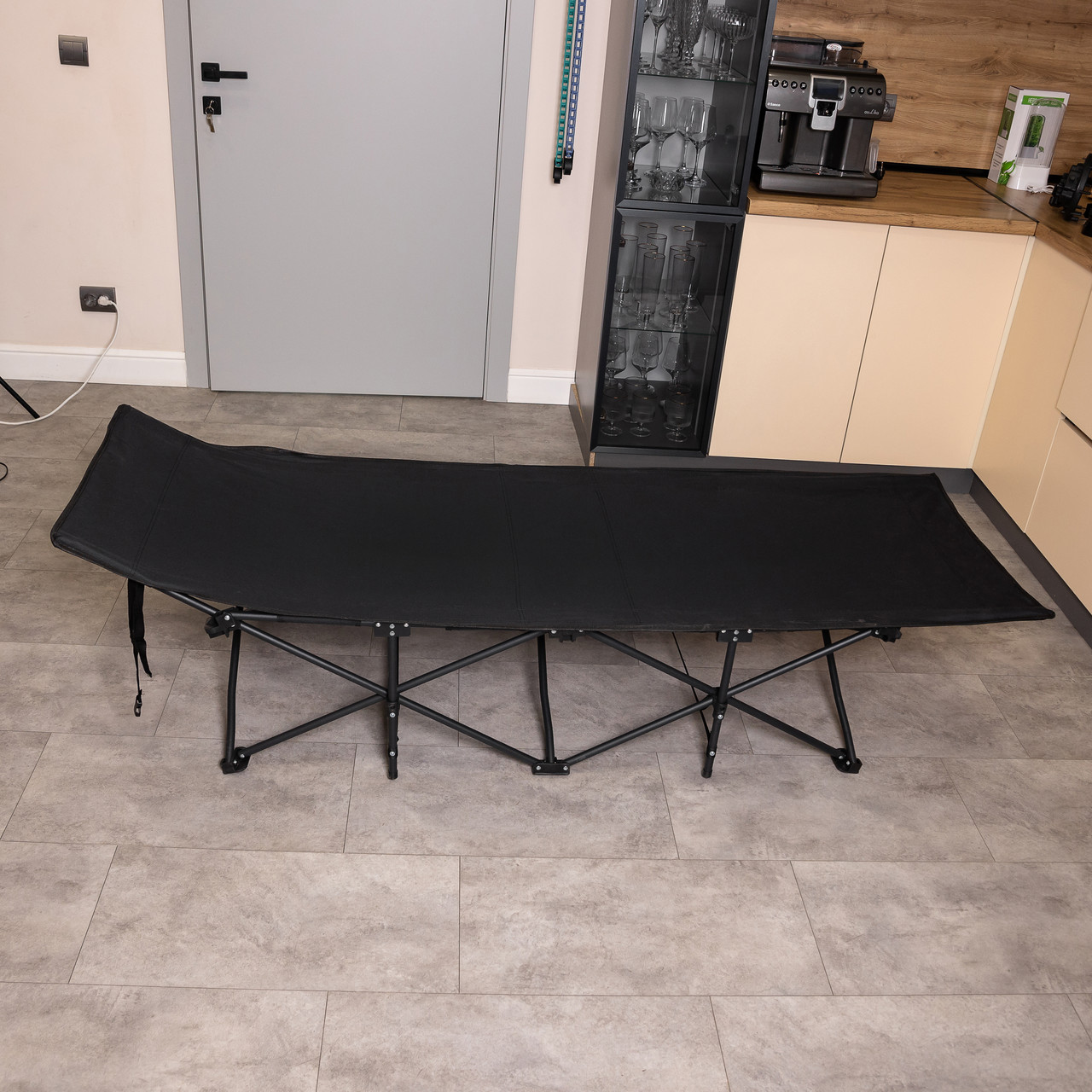 Ліжко туристичне розкладне 185х60х50 см складаний лежак похідна розкладачка Чорний_SJ-0033-2B_Milantium_2