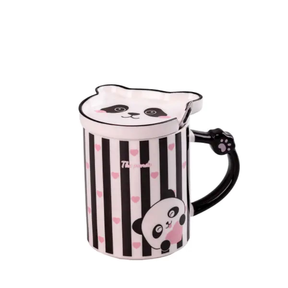 Чашка порцелянова The Panda 350мл з блюдцем та ложкою Смужка HPCY8369ST_HPCY8369ST_Milantium_1