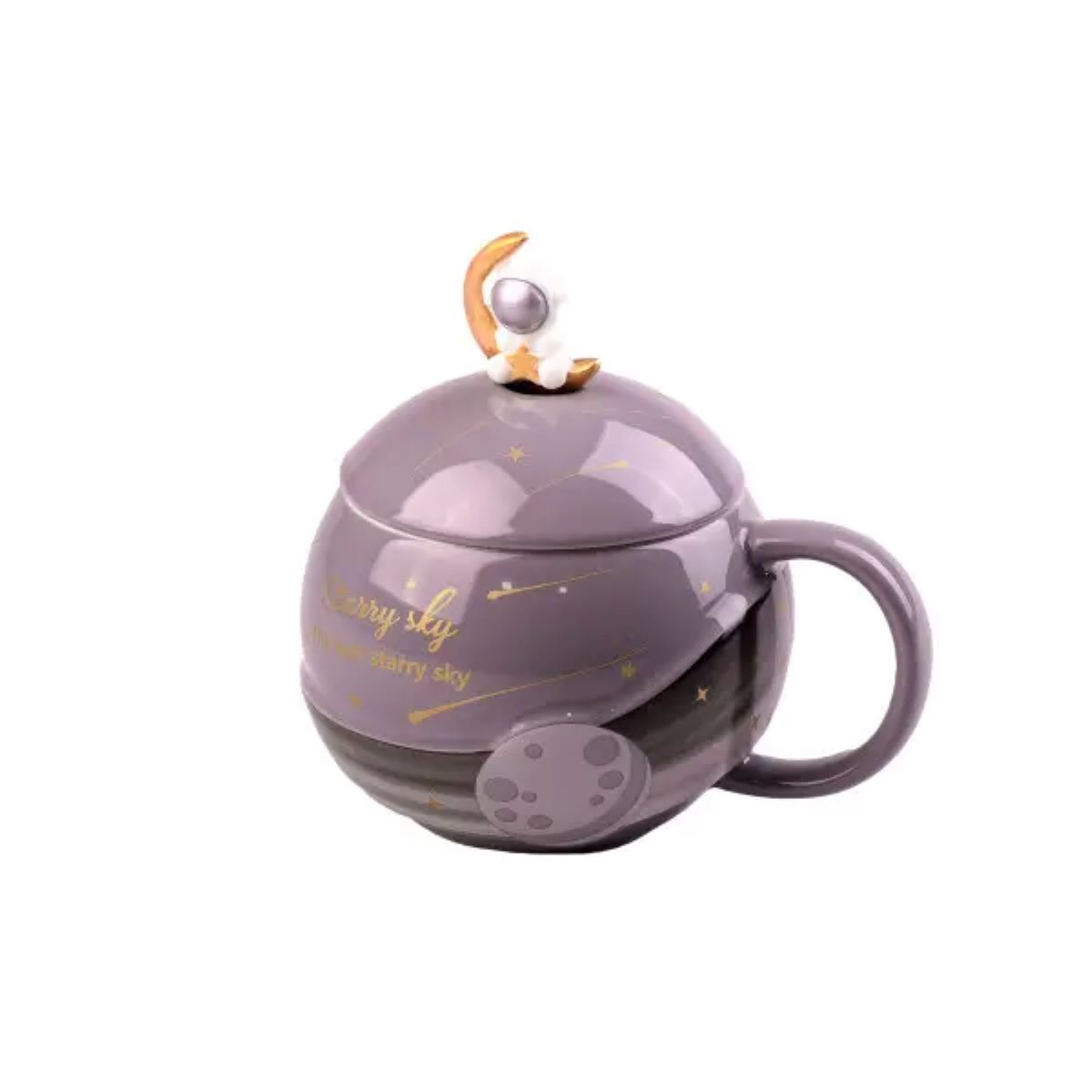 Чашка порцелянова Starry Sky 400мл з кришкою і ложкою Сірий HP877G_HP877G_Milantium_1