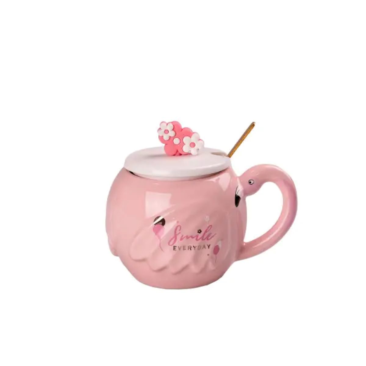 Чашка порцелянова Flamingo 500мл з кришкою і ложкою чашки для кави Smile HPCY8276SM_HPCY8276SM_Milantium_1