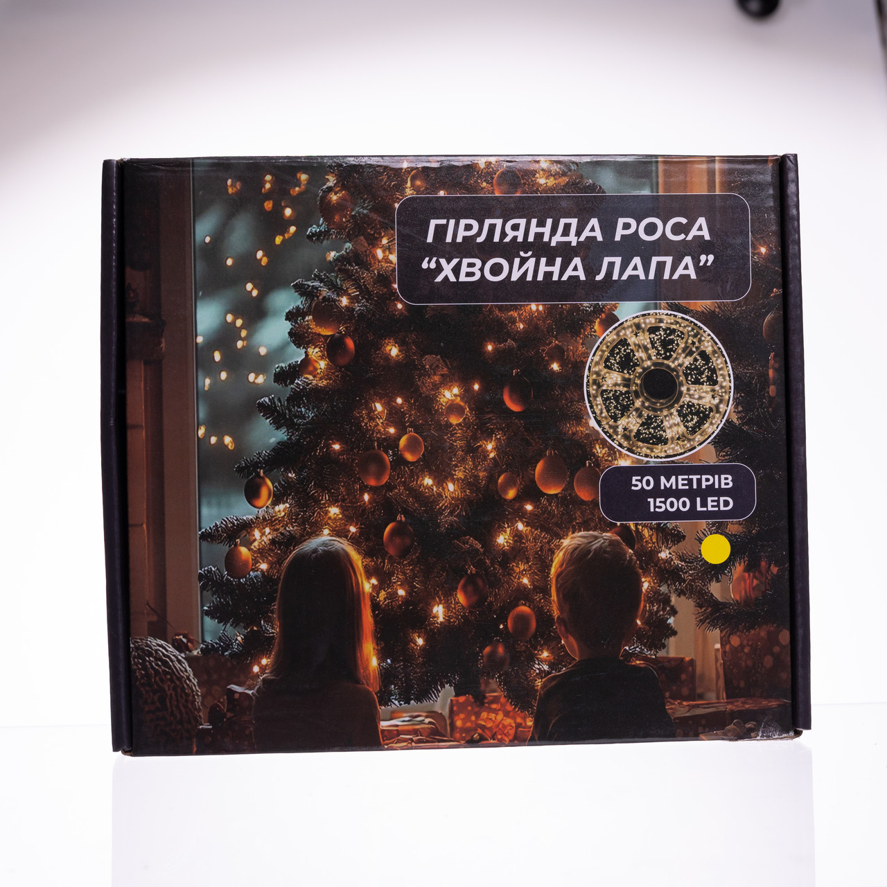 Новорічна гірлянда кімнатна роса Хвойна лапа 50 м 1500 LED зелений провід Жовте сяйво D1500L50MGY_D1500L50MGY_Milantium_4