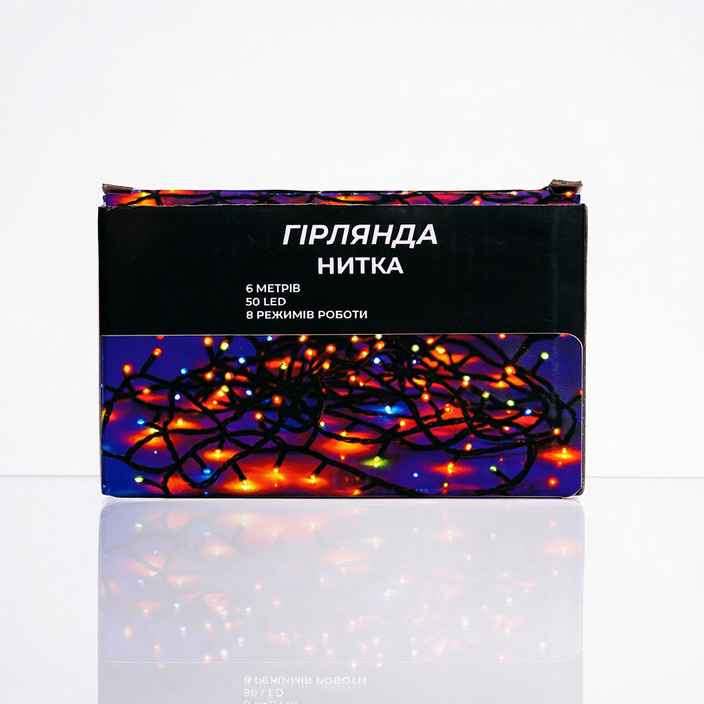 Новорічна кімнатна гірлянда нитка 6 м 50 LED білий провід Білий W50LED6MWW_W50LED6MWW_Milantium_6