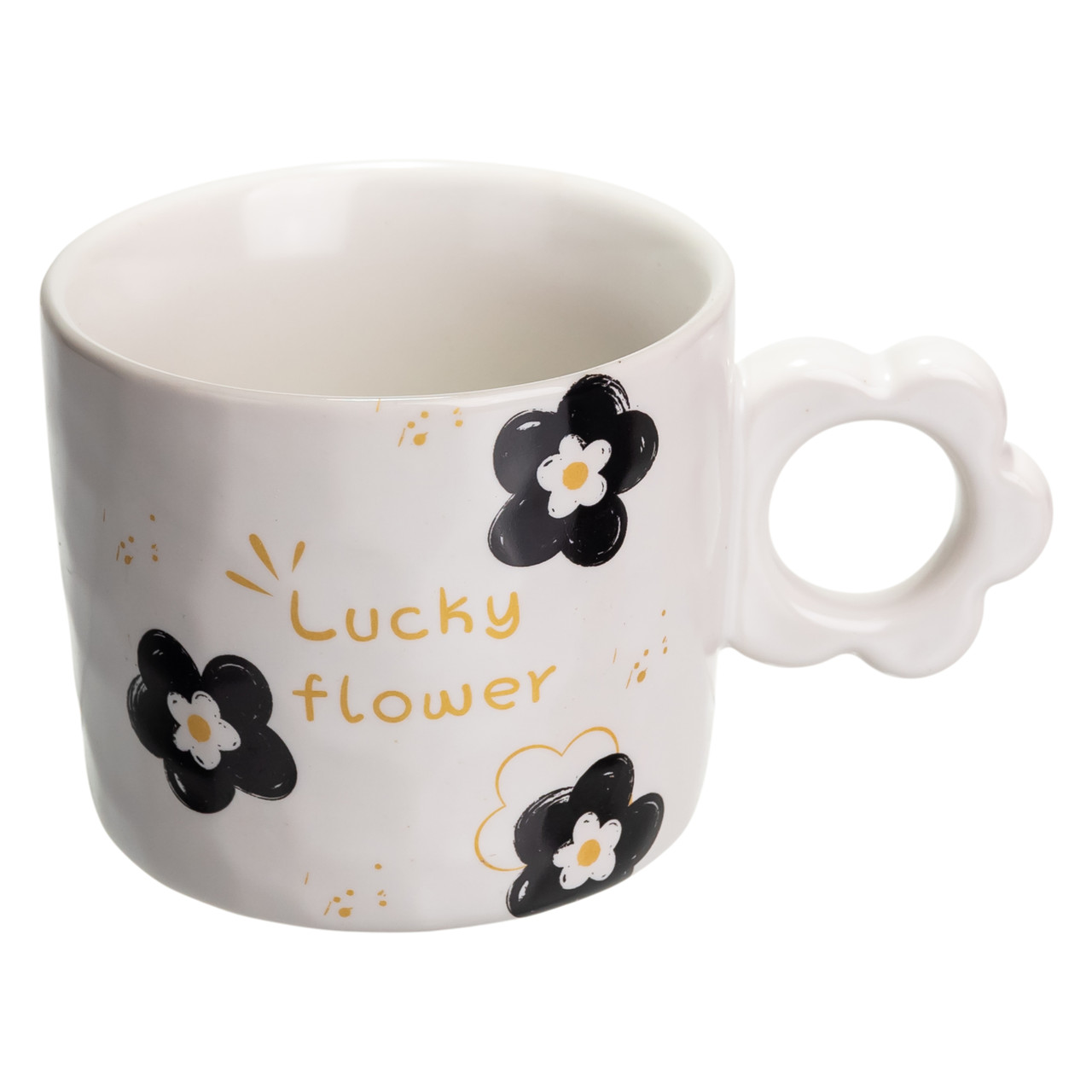 Чашка для чаю та кави порцелянова Lucky Flower 420 (мл) гарна оригінальна кружка на подарунок Біла FM-14D_FM-14D_Milantium_2