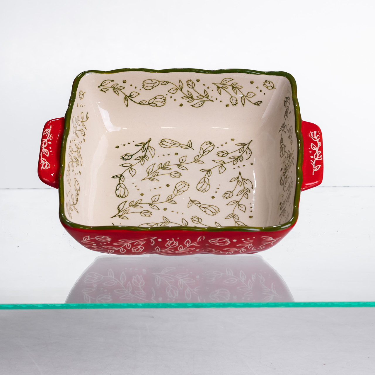Форма для запікання Vintage 20×16.5×4 (см) квадратна з ручками Червона HM04-13 – купити в Україні недорого