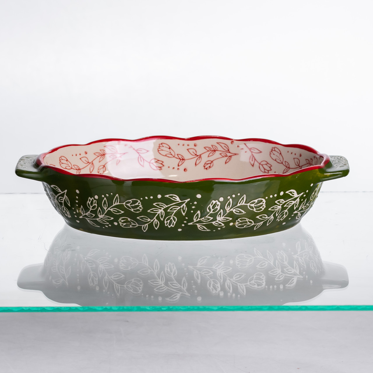 Форма для запікання Vintage 25×15×5 (см) овальна з ручками Зелена HM05-01_HM05-01_Milantium_2