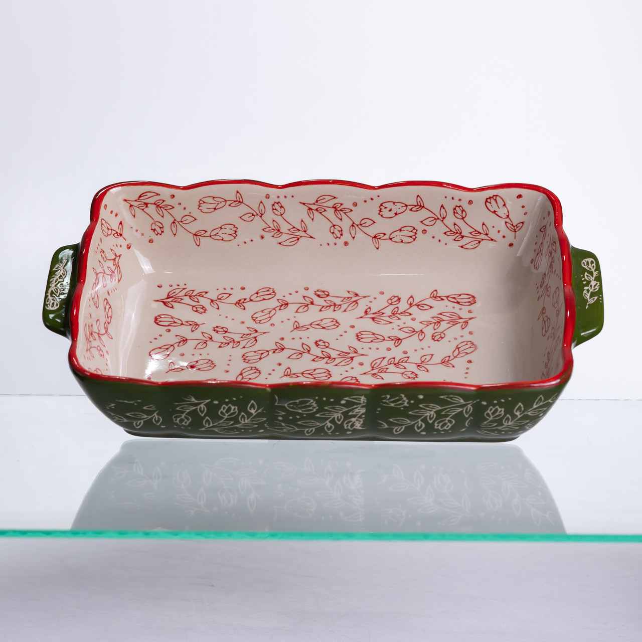 Форма для випікання Vintage 28×17×5 (см) прямокутна форма для випікання в духовці з ручками Зеленая HM05-10 – купити в Україні недорого