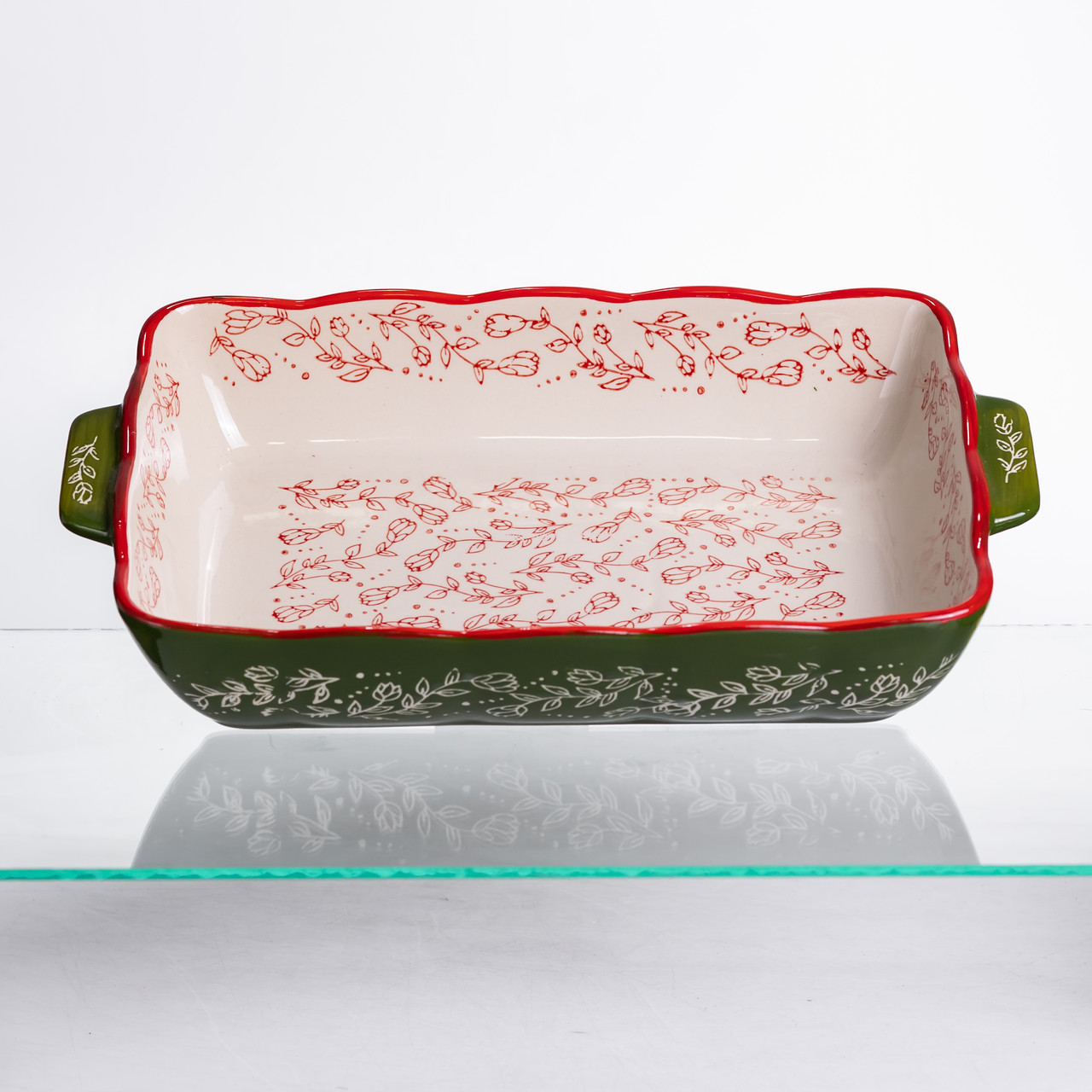 Форма для запікання Vintage 33×21×5.5 (см) прямокутна з ручками Зелена HM05-11 – купити в Україні недорого
