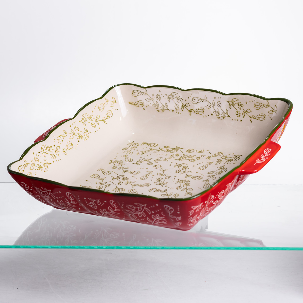 Форма для запікання Vintage 34×30×7 (см) квадратна форма для випікання в духовці з ручками Червона HM04-16 – купити в Україні недорого