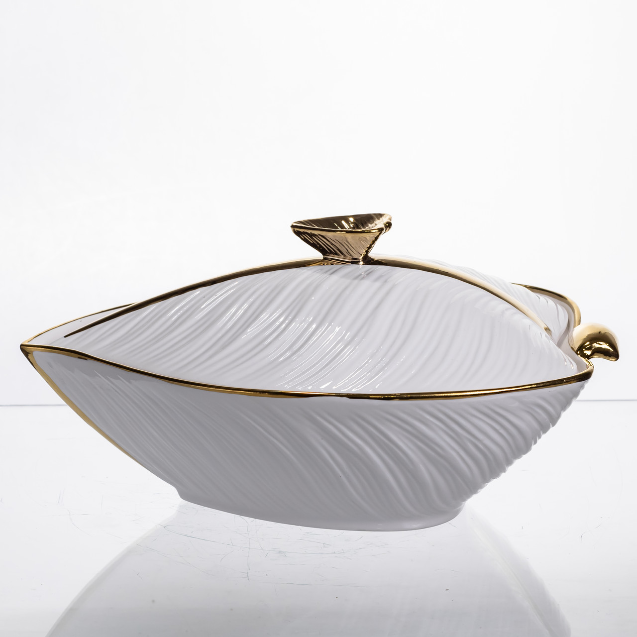 Супниця 800 (мл) каструля 26×18×14 (см) з кришкою Білий з золотом_XL-4074AG_Milantium_5