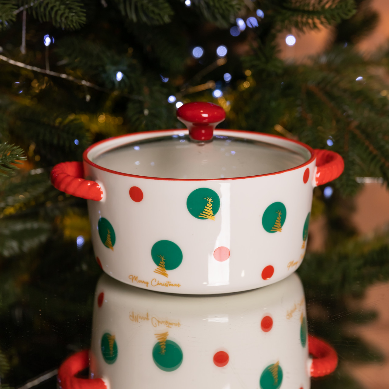 Супниця порцелянова Christmas Tree новорічна  800 (мл) з кришкою Yiwu FM-CS-9D – купити в Україні недорого